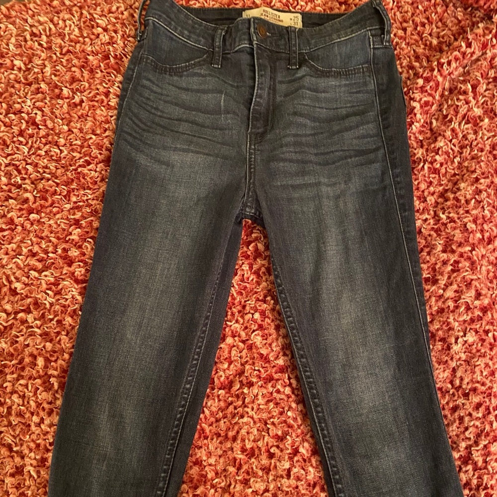 dark wash skinny high rise hollister jeans